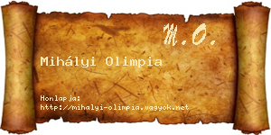 Mihályi Olimpia névjegykártya